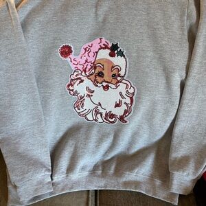 Gray Sweatshirt with Santa Claus Design
